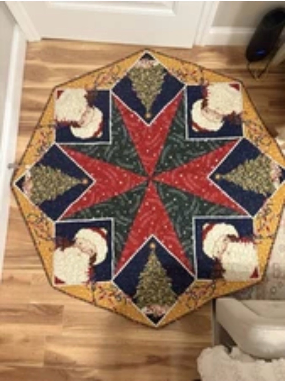 Handmade Christmas Tree Skirt Santa Claus Christmas Trees Star Quilted 60”